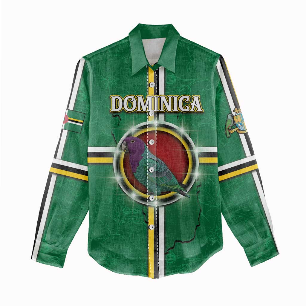 Personalized Dominica Women Casual Shirt Sisserou Parrot With Hibiscus Patterns - Wonder Print Shop