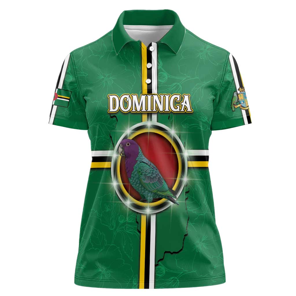 Personalized Dominica Women Polo Shirt Sisserou Parrot With Hibiscus Patterns - Wonder Print Shop