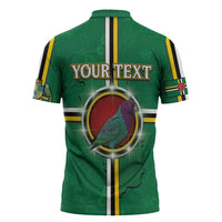 Personalized Dominica Zipper Polo Shirt Sisserou Parrot With Hibiscus Patterns - Wonder Print Shop
