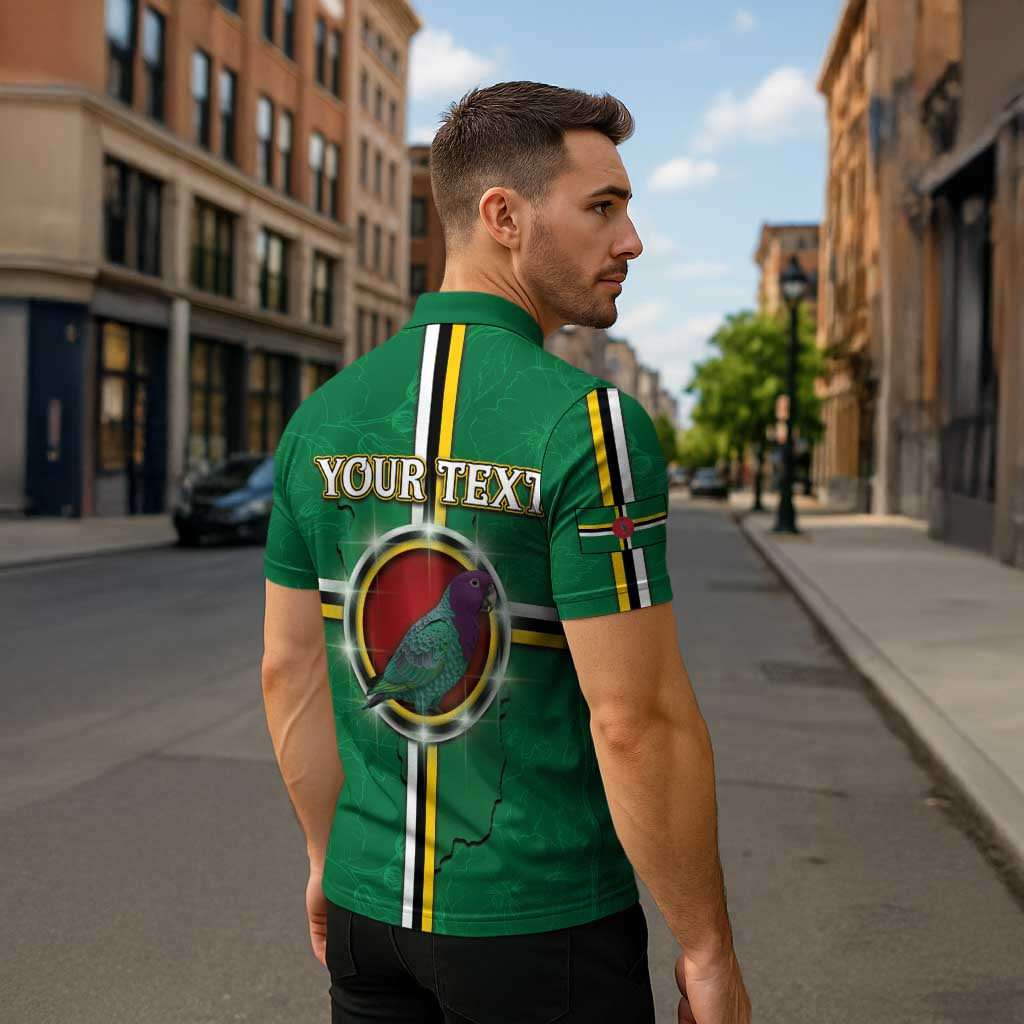 Personalized Dominica Zipper Polo Shirt Sisserou Parrot With Hibiscus Patterns - Wonder Print Shop