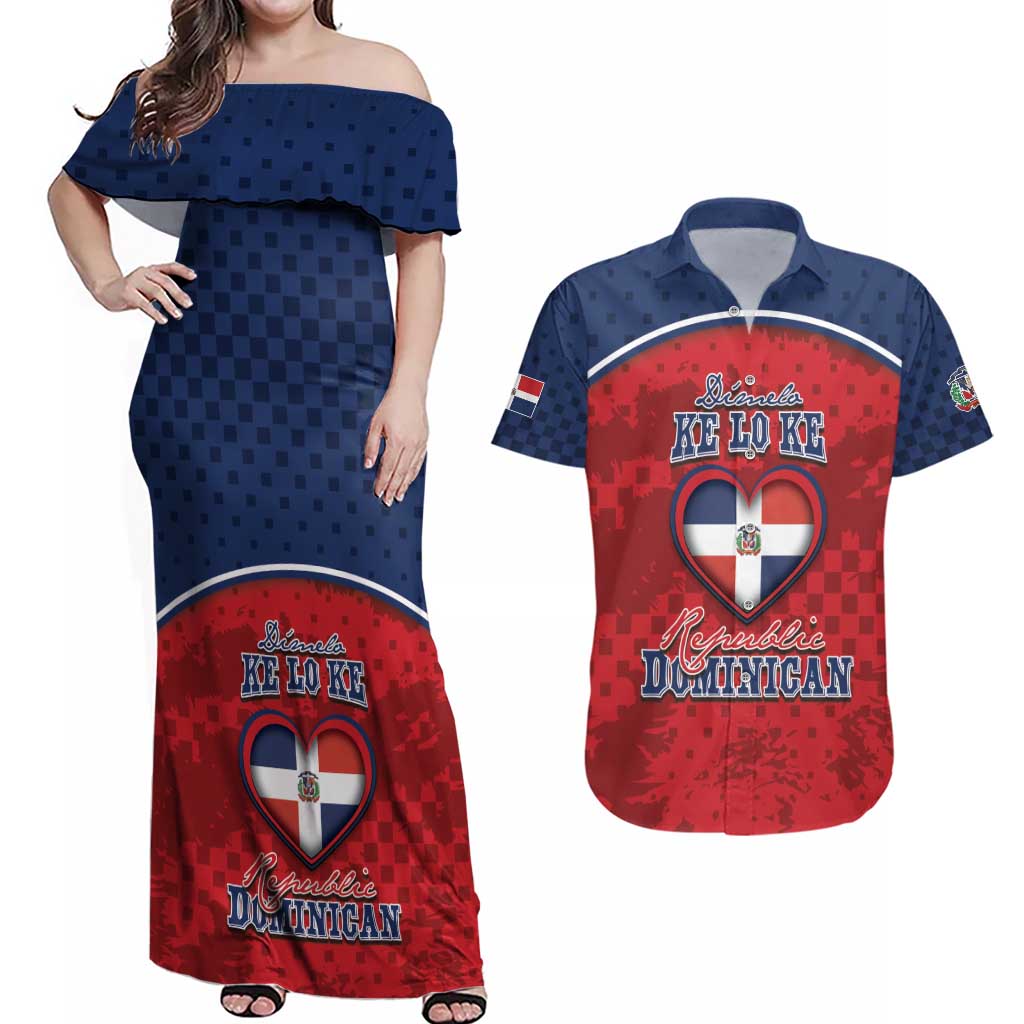 Personalized Dominican Republic Couples Matching Off Shoulder Maxi Dress and Hawaiian Shirt Dimelo Ke Lo Ke - Wonder Print Shop