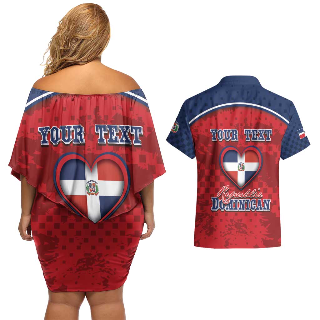 Personalized Dominican Republic Couples Matching Off Shoulder Short Dress and Hawaiian Shirt Dimelo Ke Lo Ke - Wonder Print Shop