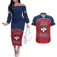 Personalized Dominican Republic Couples Matching Off The Shoulder Long Sleeve Dress and Hawaiian Shirt Dimelo Ke Lo Ke - Wonder Print Shop