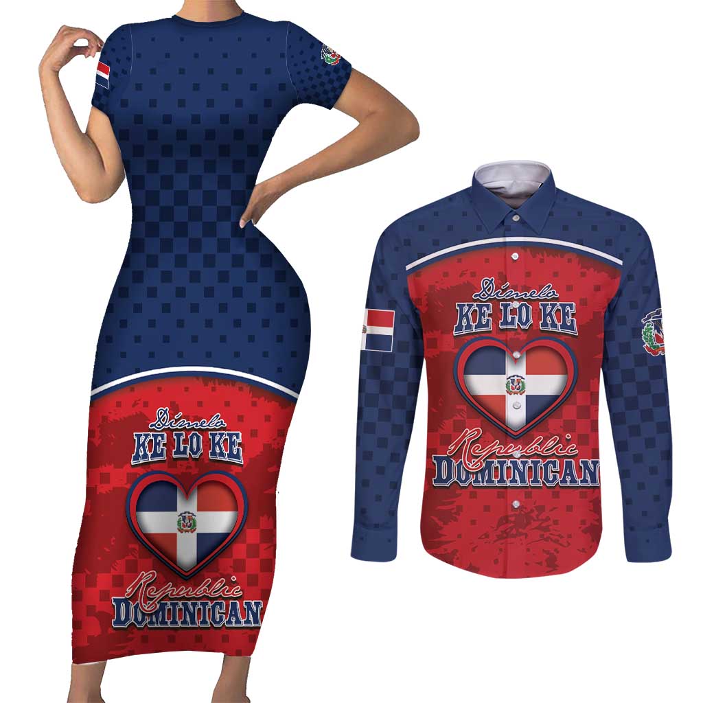 Personalized Dominican Republic Couples Matching Short Sleeve Bodycon Dress and Long Sleeve Button Shirt Dimelo Ke Lo Ke - Wonder Print Shop