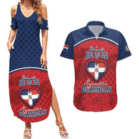 Personalized Dominican Republic Couples Matching Summer Maxi Dress and Hawaiian Shirt Dimelo Ke Lo Ke - Wonder Print Shop