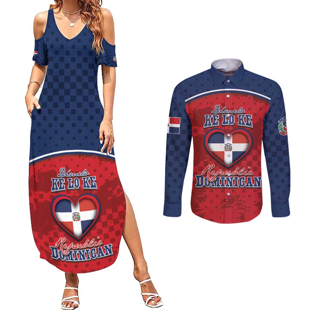 Personalized Dominican Republic Couples Matching Summer Maxi Dress and Long Sleeve Button Shirt Dimelo Ke Lo Ke - Wonder Print Shop