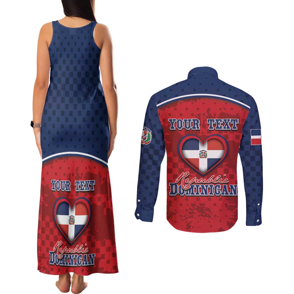 Personalized Dominican Republic Couples Matching Tank Maxi Dress and Long Sleeve Button Shirt Dimelo Ke Lo Ke - Wonder Print Shop