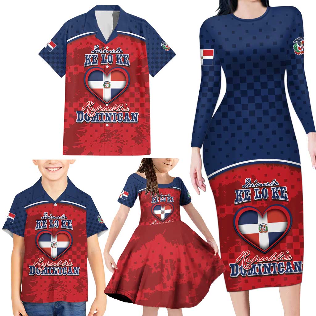 Personalized Dominican Republic Family Matching Long Sleeve Bodycon Dress and Hawaiian Shirt Dimelo Ke Lo Ke - Wonder Print Shop