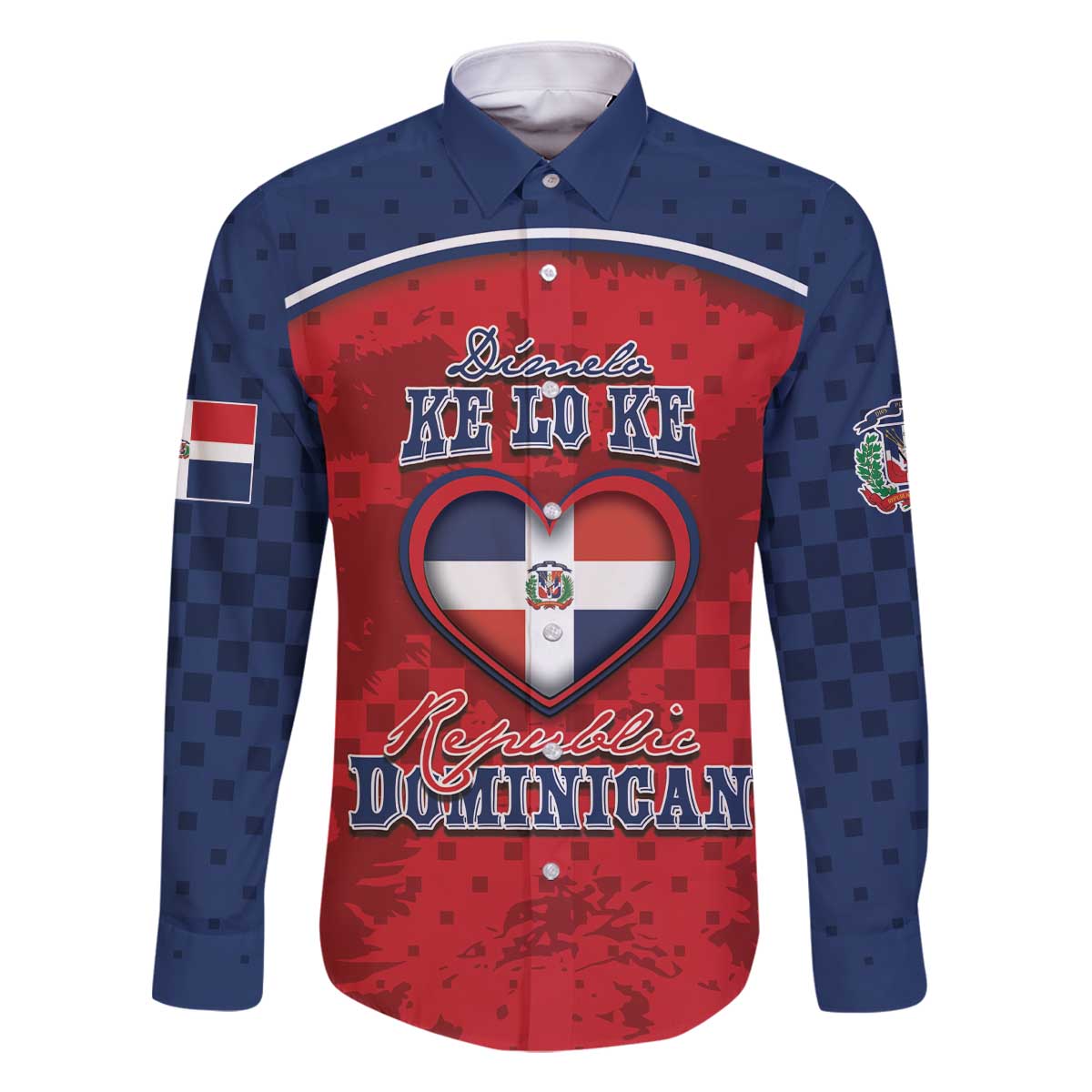 Personalized Dominican Republic Family Matching Off The Shoulder Long Sleeve Dress and Hawaiian Shirt Dimelo Ke Lo Ke - Wonder Print Shop