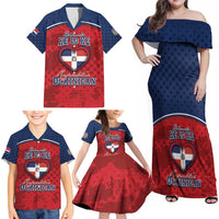 Personalized Dominican Republic Family Matching Off Shoulder Maxi Dress and Hawaiian Shirt Dimelo Ke Lo Ke - Wonder Print Shop