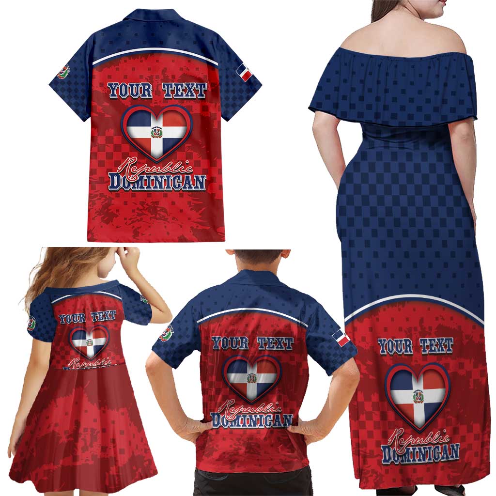 Personalized Dominican Republic Family Matching Off Shoulder Maxi Dress and Hawaiian Shirt Dimelo Ke Lo Ke - Wonder Print Shop