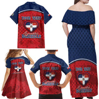 Personalized Dominican Republic Family Matching Off Shoulder Maxi Dress and Hawaiian Shirt Dimelo Ke Lo Ke - Wonder Print Shop