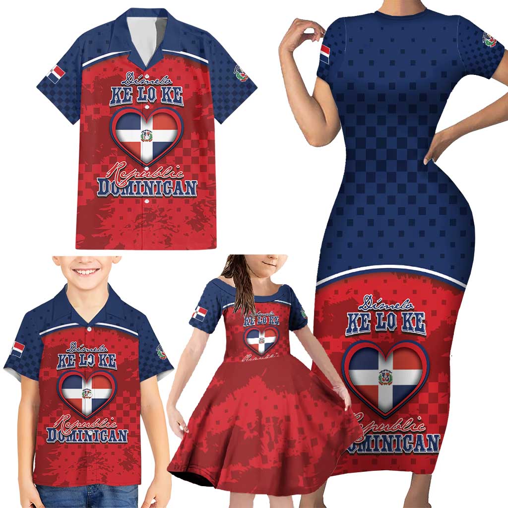 Personalized Dominican Republic Family Matching Short Sleeve Bodycon Dress and Hawaiian Shirt Dimelo Ke Lo Ke - Wonder Print Shop