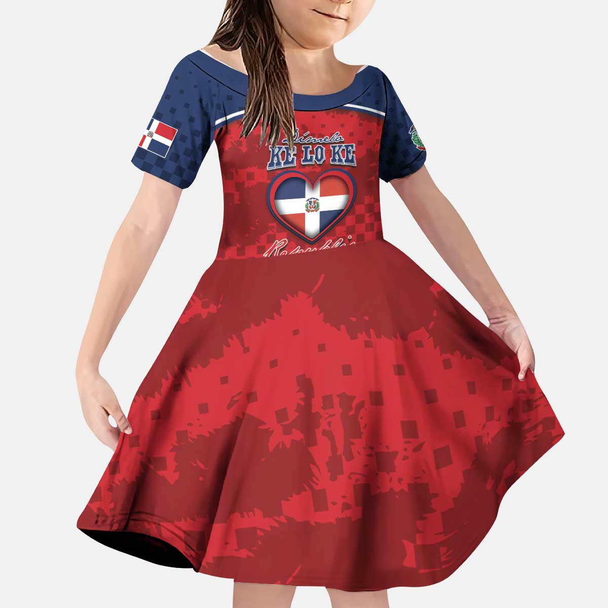 Personalized Dominican Republic Kid Short Sleeve Dress Dimelo Ke Lo Ke - Wonder Print Shop
