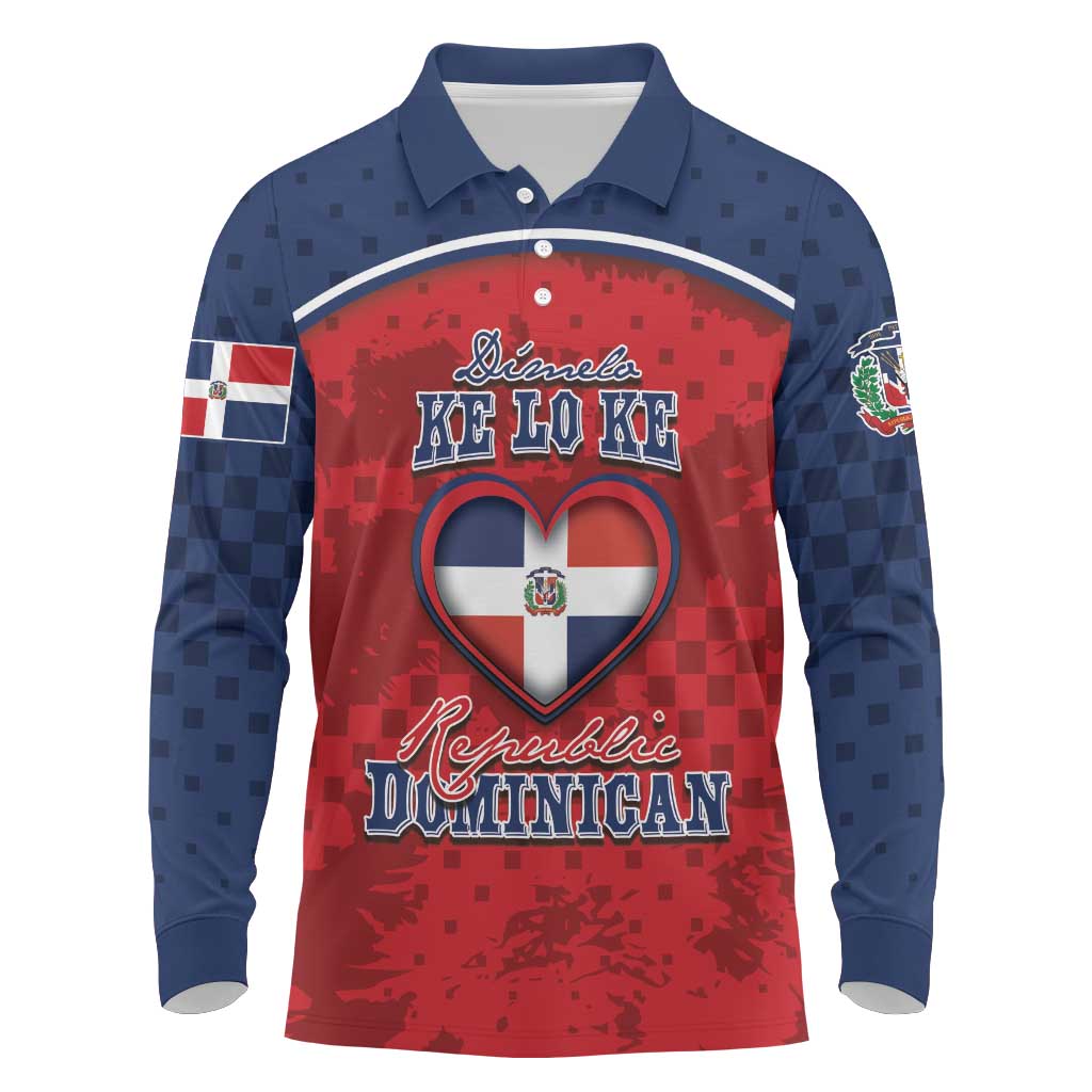 Personalized Dominican Republic Long Sleeve Polo Shirt Dimelo Ke Lo Ke - Wonder Print Shop