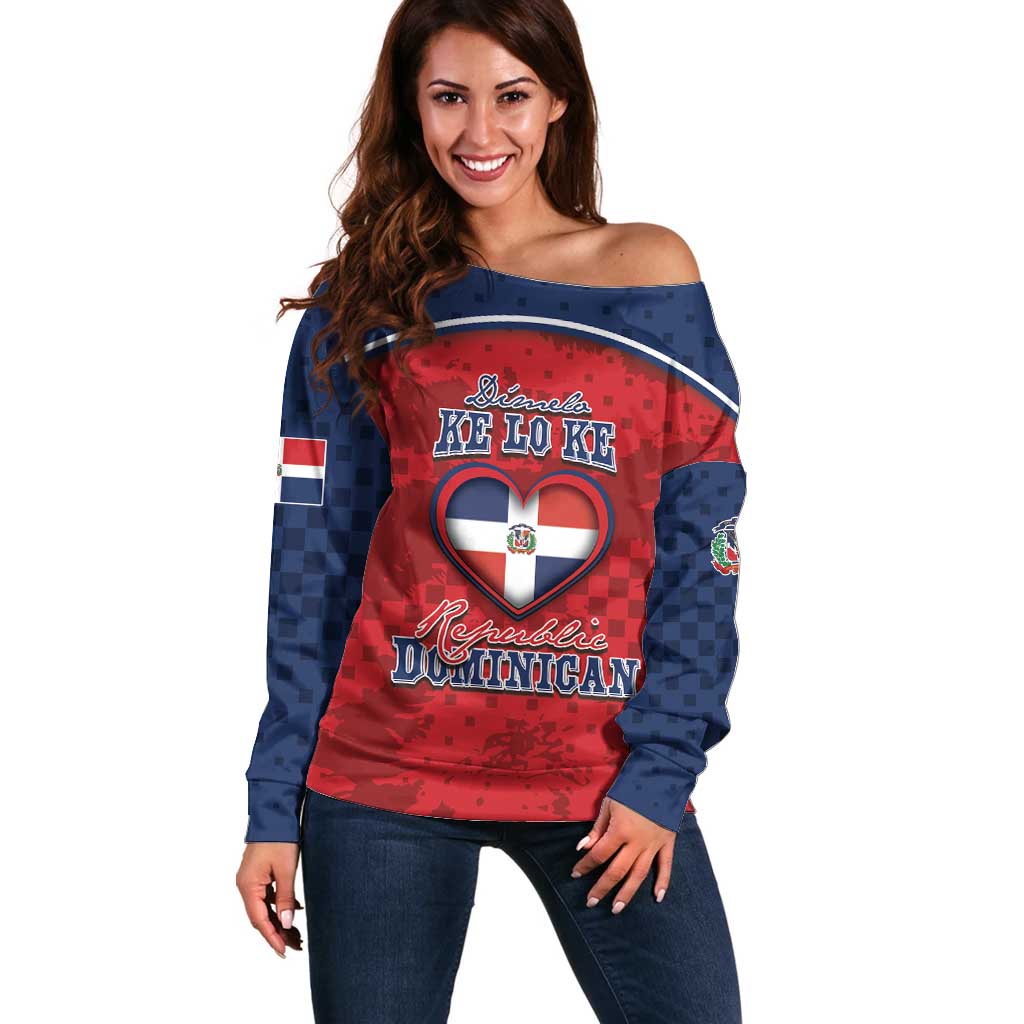 Personalized Dominican Republic Off Shoulder Sweater Dimelo Ke Lo Ke - Wonder Print Shop