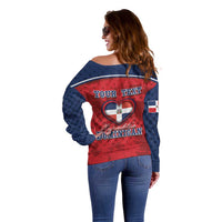 Personalized Dominican Republic Off Shoulder Sweater Dimelo Ke Lo Ke - Wonder Print Shop