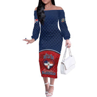 Personalized Dominican Republic Off The Shoulder Long Sleeve Dress Dimelo Ke Lo Ke - Wonder Print Shop