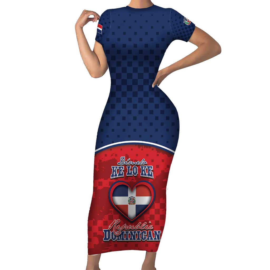 Personalized Dominican Republic Short Sleeve Bodycon Dress Dimelo Ke Lo Ke - Wonder Print Shop