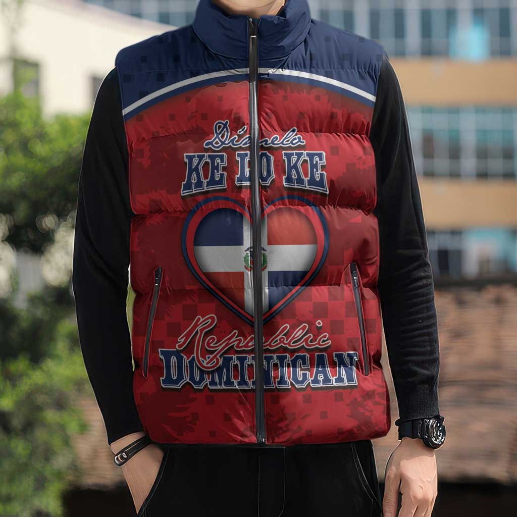 Personalized Dominican Republic Sleeveless Puffer Jacket Dimelo Ke Lo Ke - Wonder Print Shop