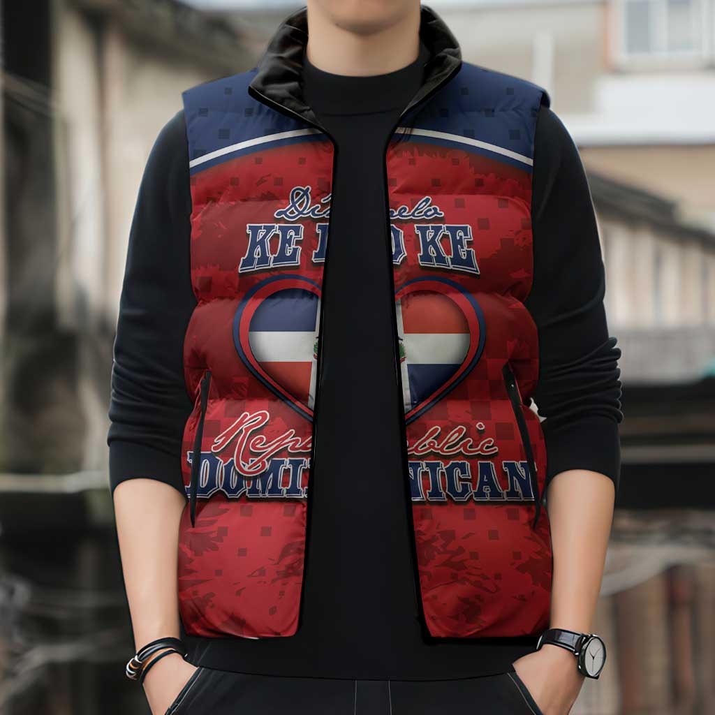 Personalized Dominican Republic Sleeveless Puffer Jacket Dimelo Ke Lo Ke - Wonder Print Shop