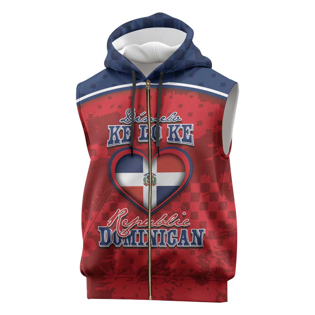 Personalized Dominican Republic Sleeveless Zip Hoodie Dimelo Ke Lo Ke - Wonder Print Shop