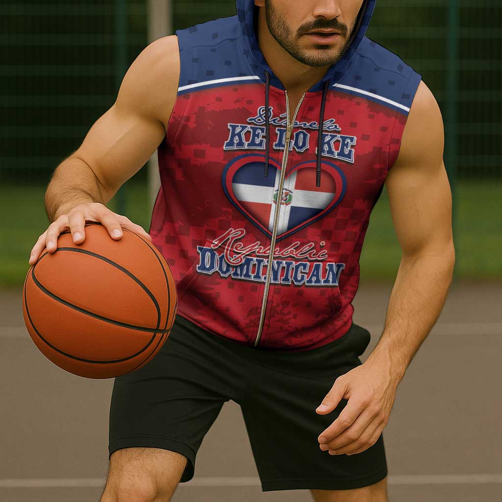 Personalized Dominican Republic Sleeveless Zip Hoodie Dimelo Ke Lo Ke - Wonder Print Shop