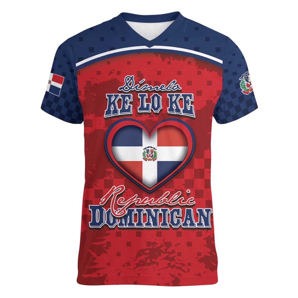 Personalized Dominican Republic Women V-Neck T-Shirt Dimelo Ke Lo Ke - Wonder Print Shop