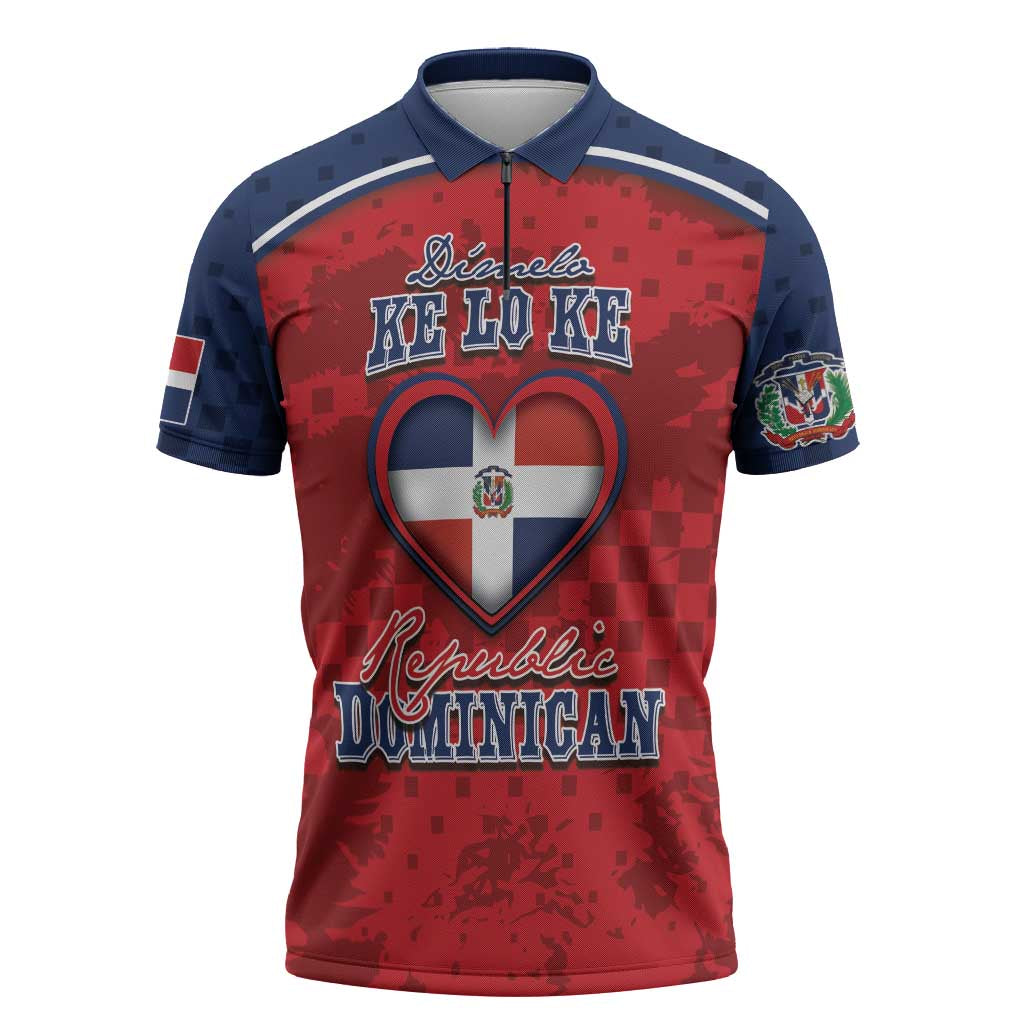 Personalized Dominican Republic Zipper Polo Shirt Dimelo Ke Lo Ke - Wonder Print Shop