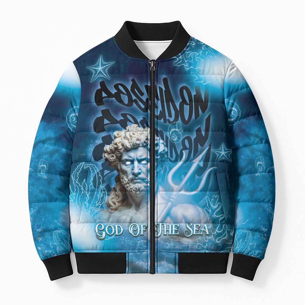 Poseidon Bomber Puffer Jacket God Of The Sea - Wonder Print Shop