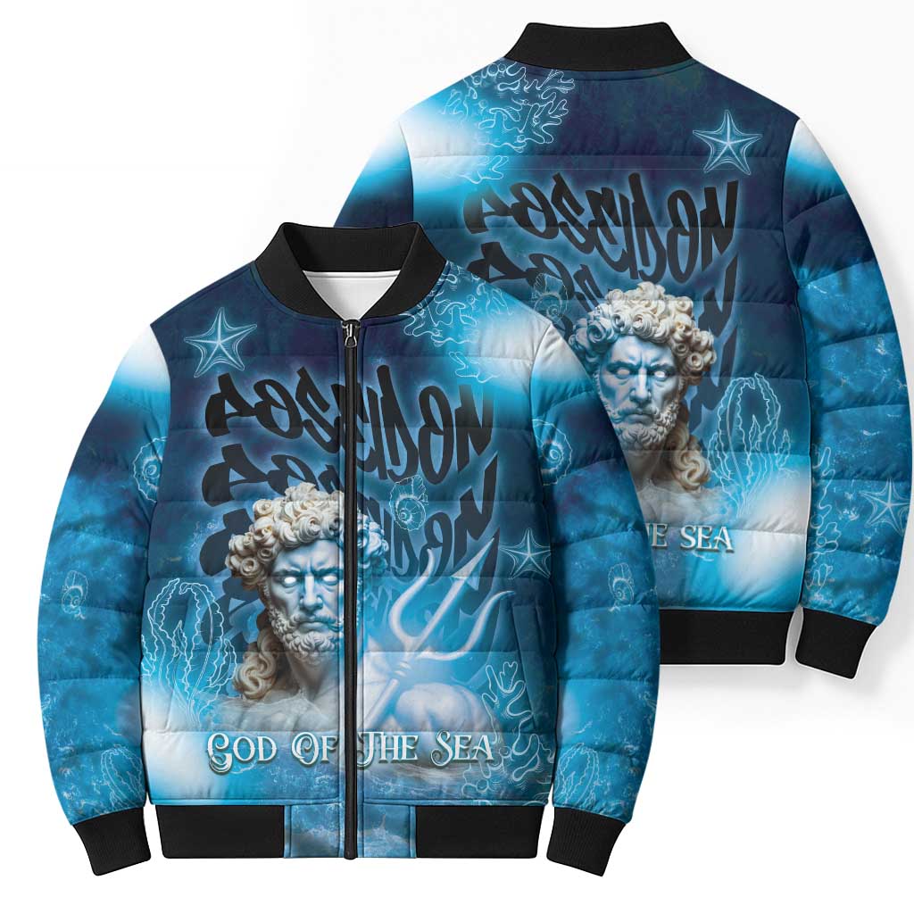 Poseidon Bomber Puffer Jacket God Of The Sea - Wonder Print Shop
