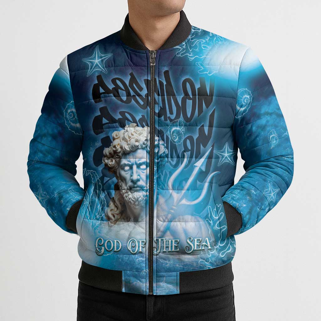 Poseidon Bomber Puffer Jacket God Of The Sea - Wonder Print Shop
