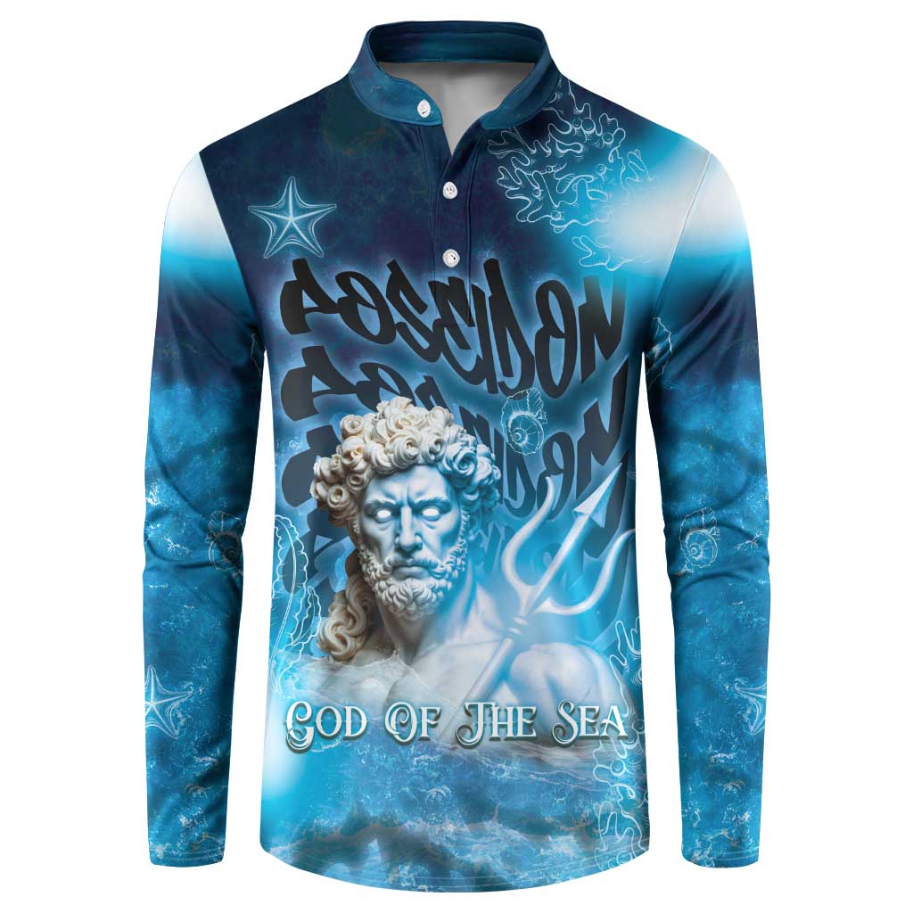 Poseidon Button Sweatshirt God Of The Sea - Wonder Print Shop