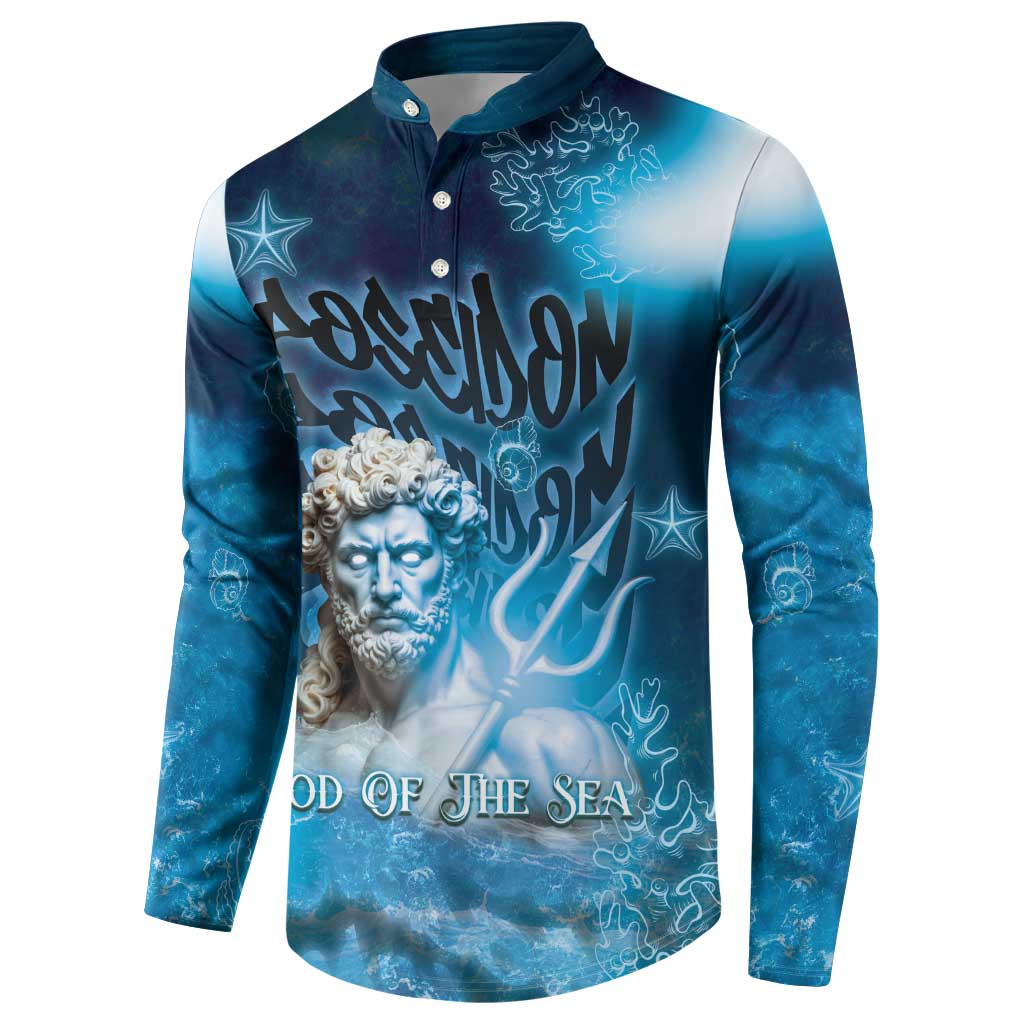 Poseidon Button Sweatshirt God Of The Sea - Wonder Print Shop