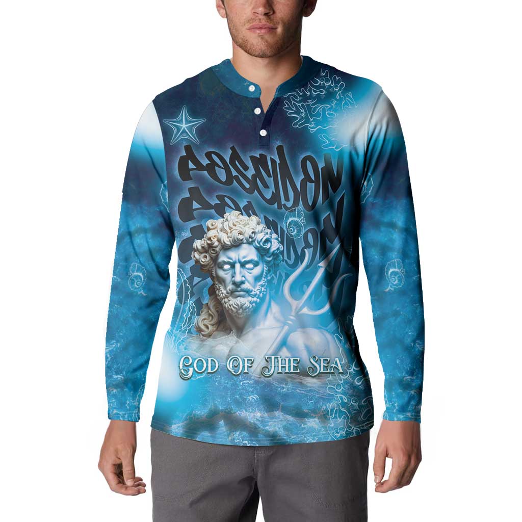 Poseidon Button Sweatshirt God Of The Sea - Wonder Print Shop