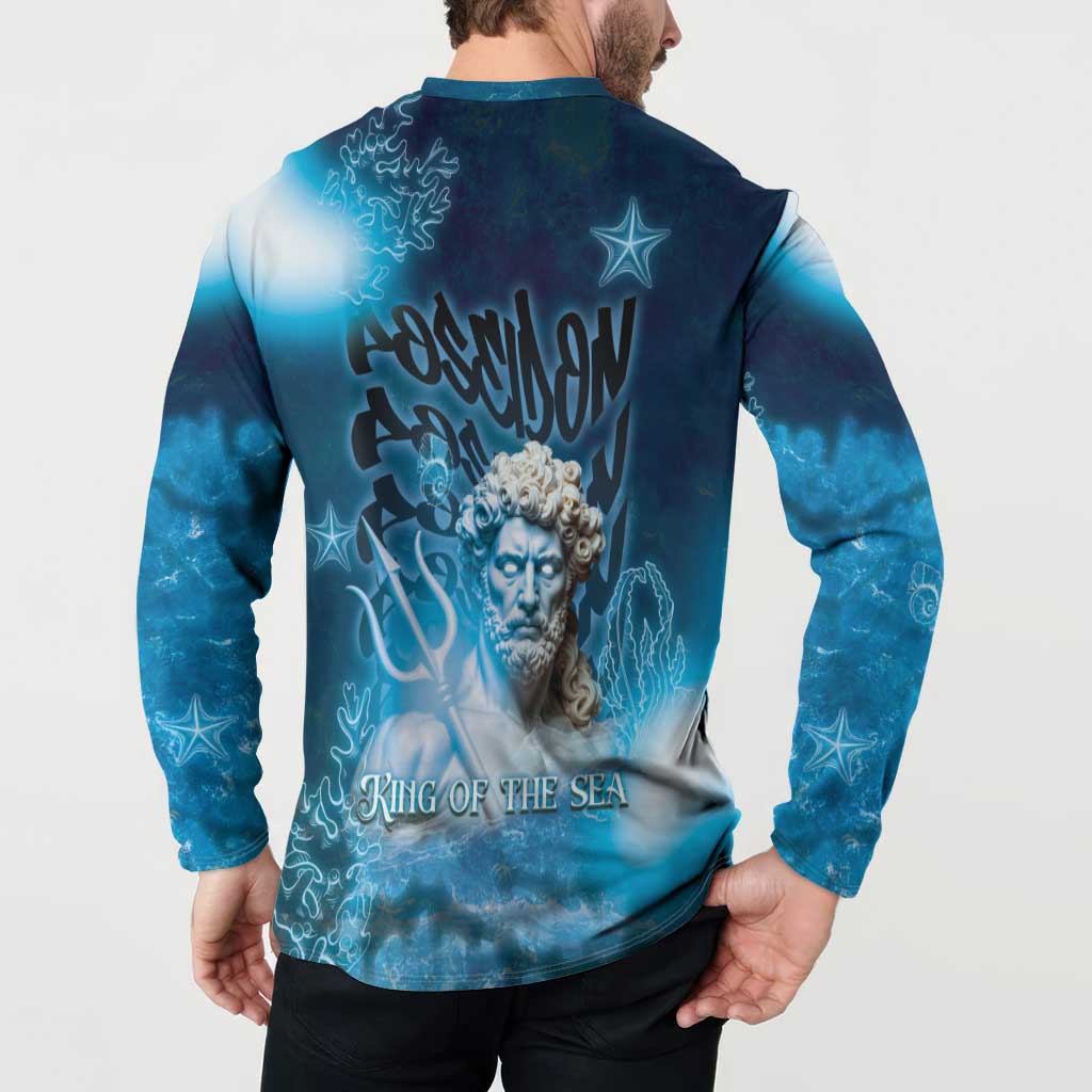 Poseidon Button Sweatshirt God Of The Sea - Wonder Print Shop