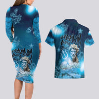 Poseidon Couples Matching Long Sleeve Bodycon Dress and Hawaiian Shirt God Of The Sea - Wonder Print Shop