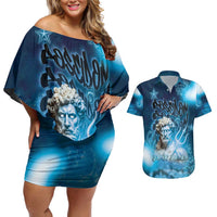 Poseidon Couples Matching Off Shoulder Short Dress and Hawaiian Shirt God Of The Sea - Wonder Print Shop