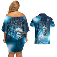 Poseidon Couples Matching Off Shoulder Short Dress and Hawaiian Shirt God Of The Sea - Wonder Print Shop