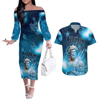 Poseidon Couples Matching Off The Shoulder Long Sleeve Dress and Hawaiian Shirt God Of The Sea - Wonder Print Shop