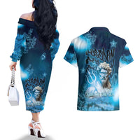 Poseidon Couples Matching Off The Shoulder Long Sleeve Dress and Hawaiian Shirt God Of The Sea - Wonder Print Shop