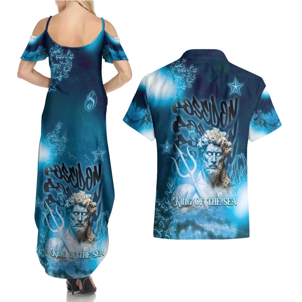 Poseidon Couples Matching Summer Maxi Dress and Hawaiian Shirt God Of The Sea - Wonder Print Shop