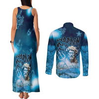 Poseidon Couples Matching Tank Maxi Dress and Long Sleeve Button Shirt God Of The Sea - Wonder Print Shop