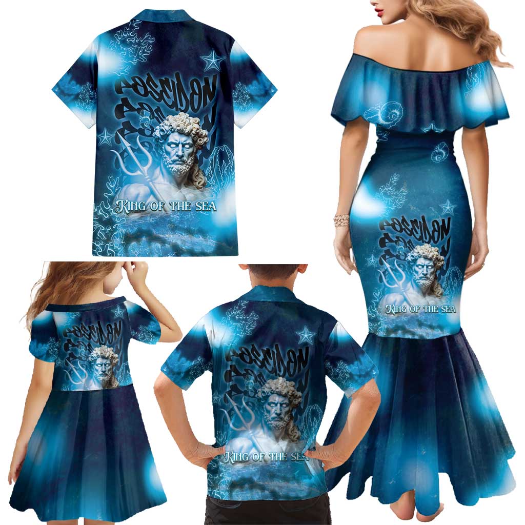 Poseidon Family Matching Mermaid Dress and Hawaiian Shirt God Of The Sea - Wonder Print Shop