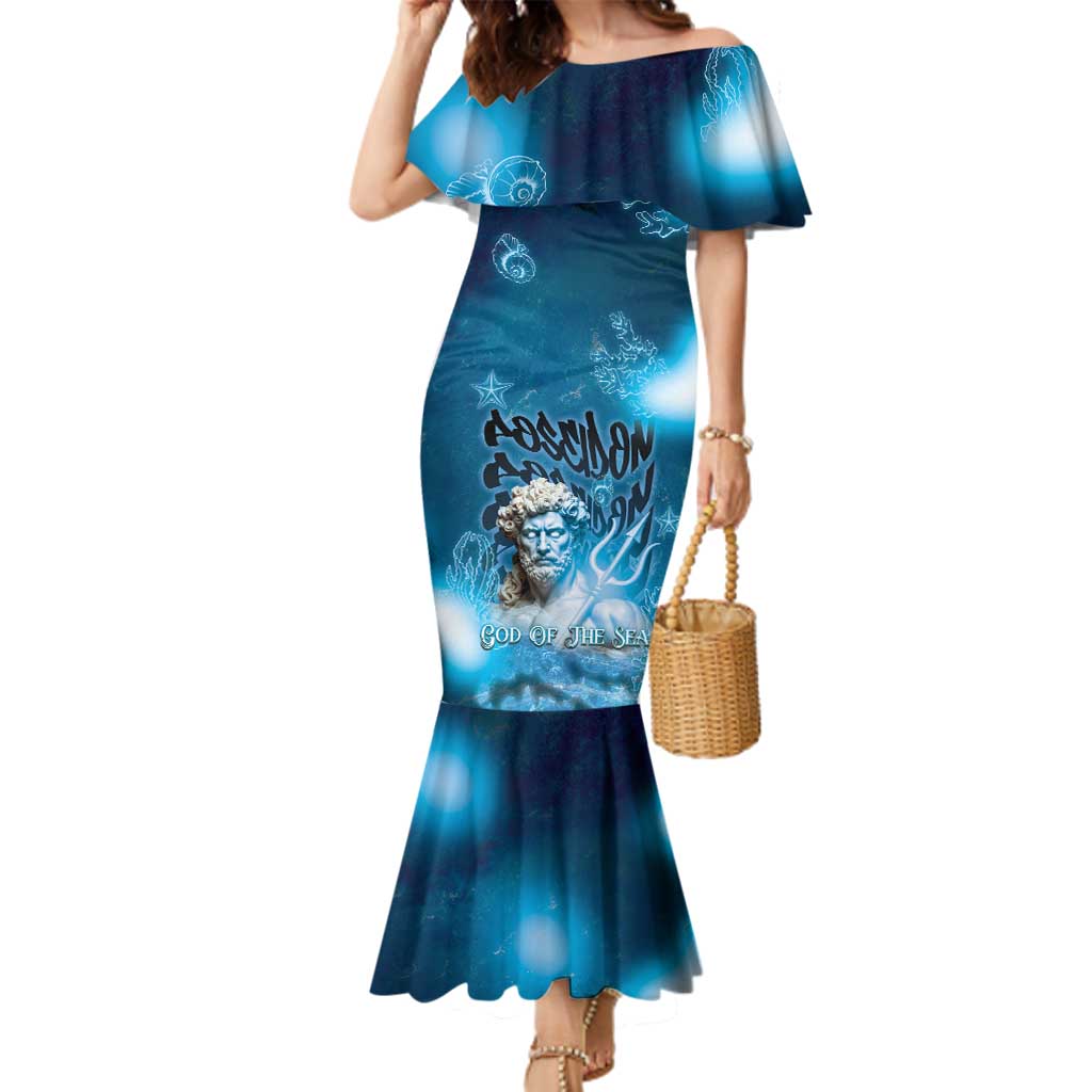 Poseidon Family Matching Mermaid Dress and Hawaiian Shirt God Of The Sea - Wonder Print Shop