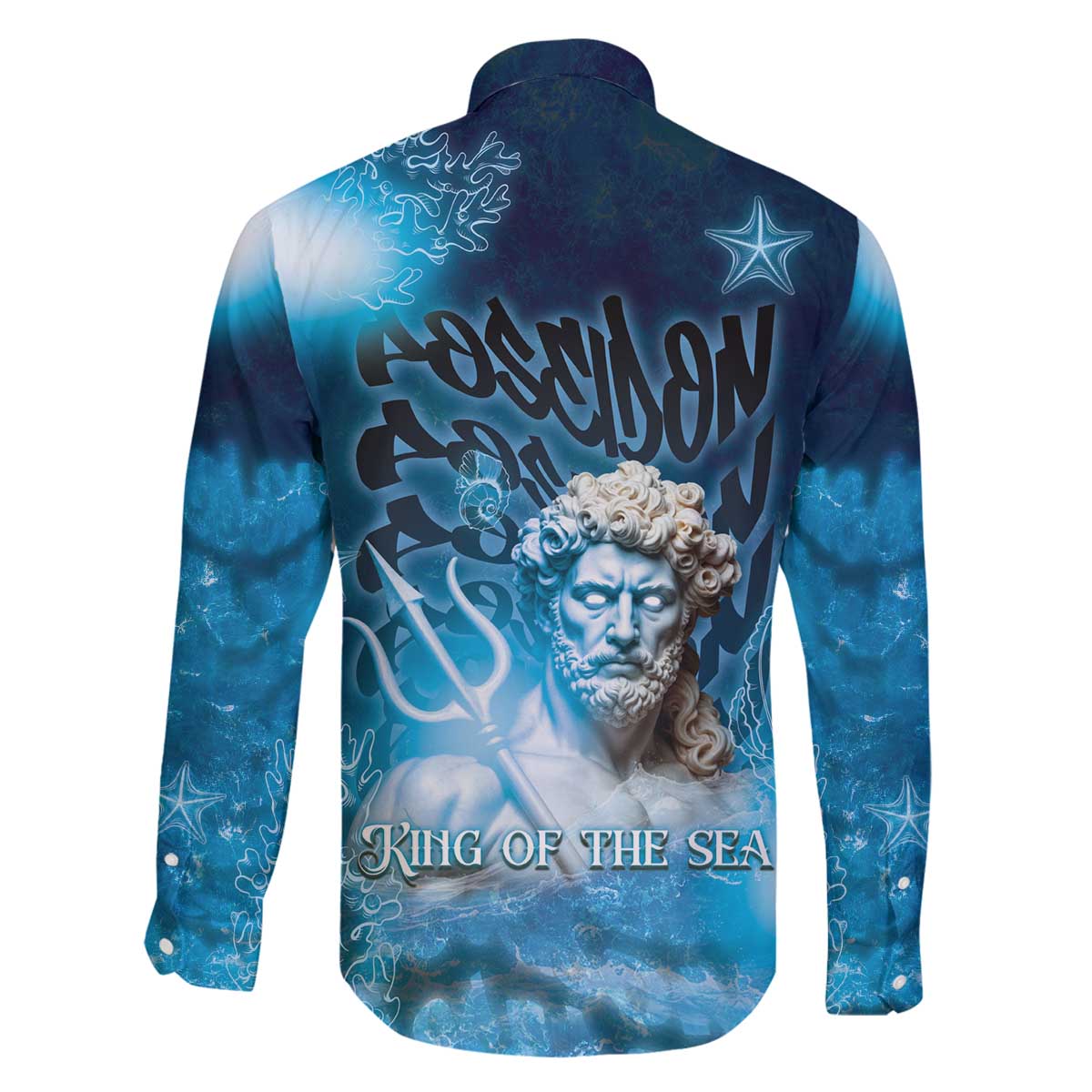 Poseidon Family Matching Off The Shoulder Long Sleeve Dress and Hawaiian Shirt God Of The Sea - Wonder Print Shop