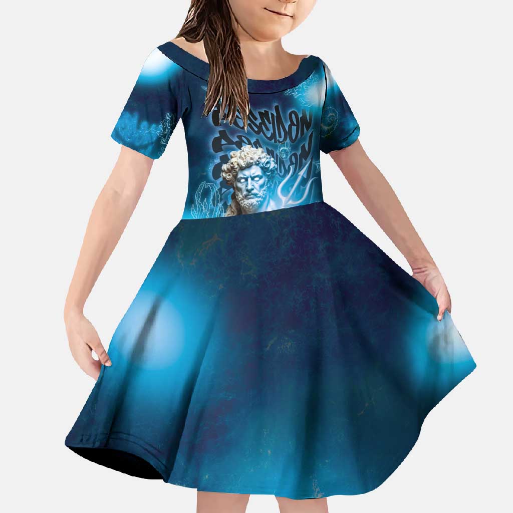 Poseidon Family Matching Off Shoulder Maxi Dress and Hawaiian Shirt God Of The Sea - Wonder Print Shop