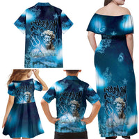 Poseidon Family Matching Off Shoulder Maxi Dress and Hawaiian Shirt God Of The Sea - Wonder Print Shop
