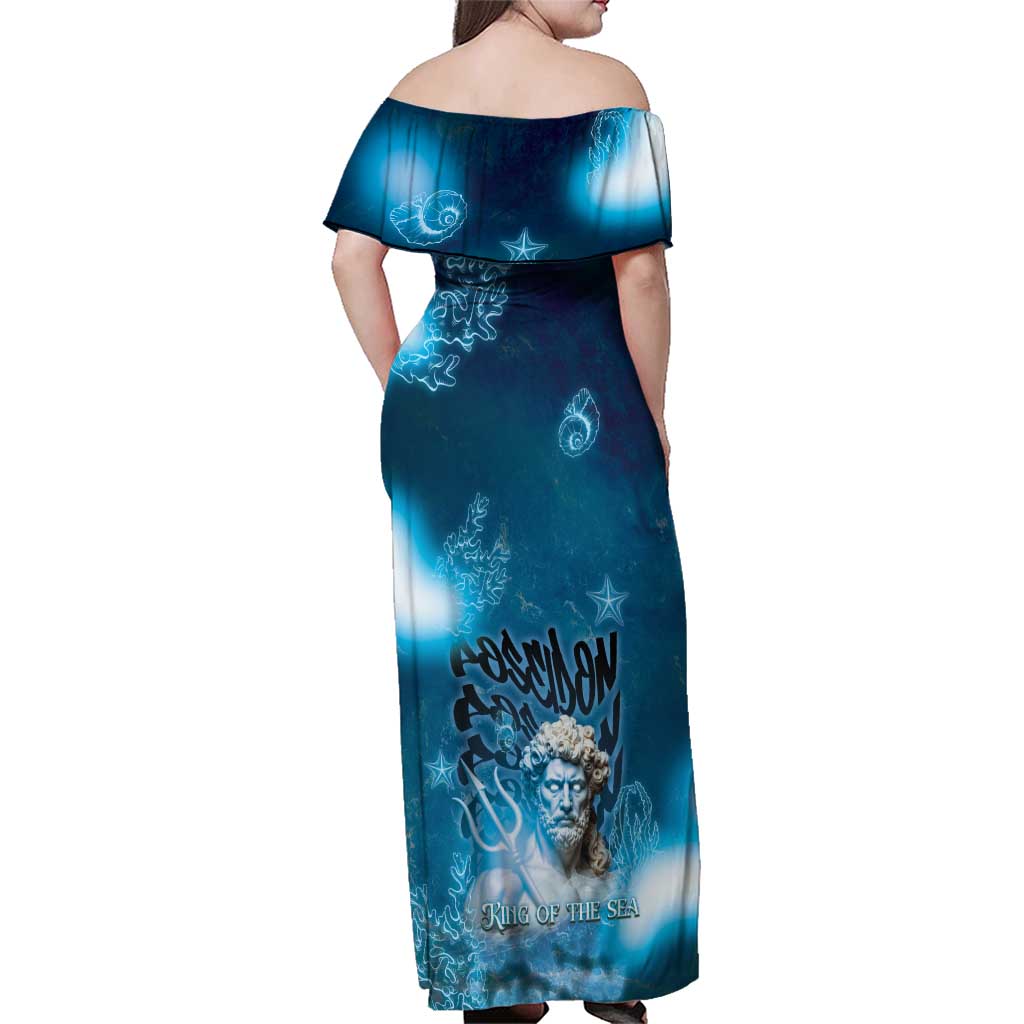 Poseidon Family Matching Off Shoulder Maxi Dress and Hawaiian Shirt God Of The Sea - Wonder Print Shop