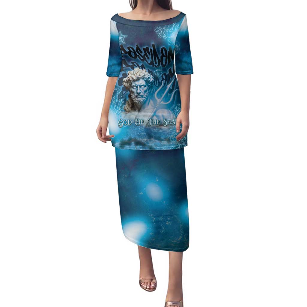 Poseidon Family Matching Puletasi and Hawaiian Shirt God Of The Sea - Wonder Print Shop